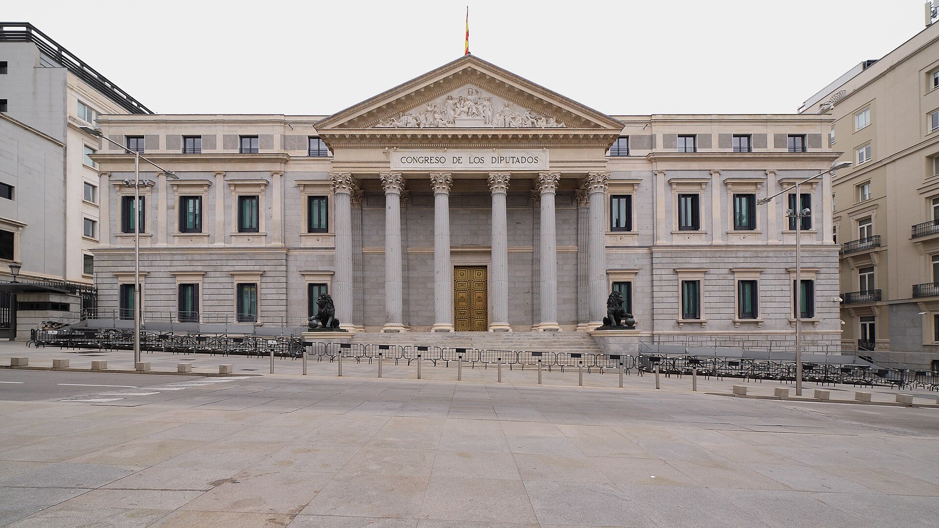 Fachada del Congreso de los Diputados, en Madrid.